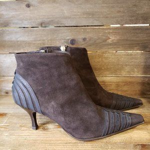 Donald J. Pliner "Lydia" Brown Suede/Leather Ankle Boots 8.5 M